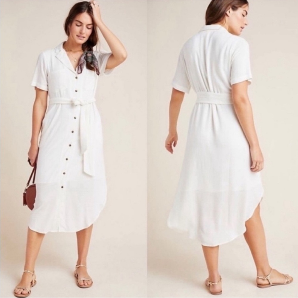 Aria White textured shirtdress